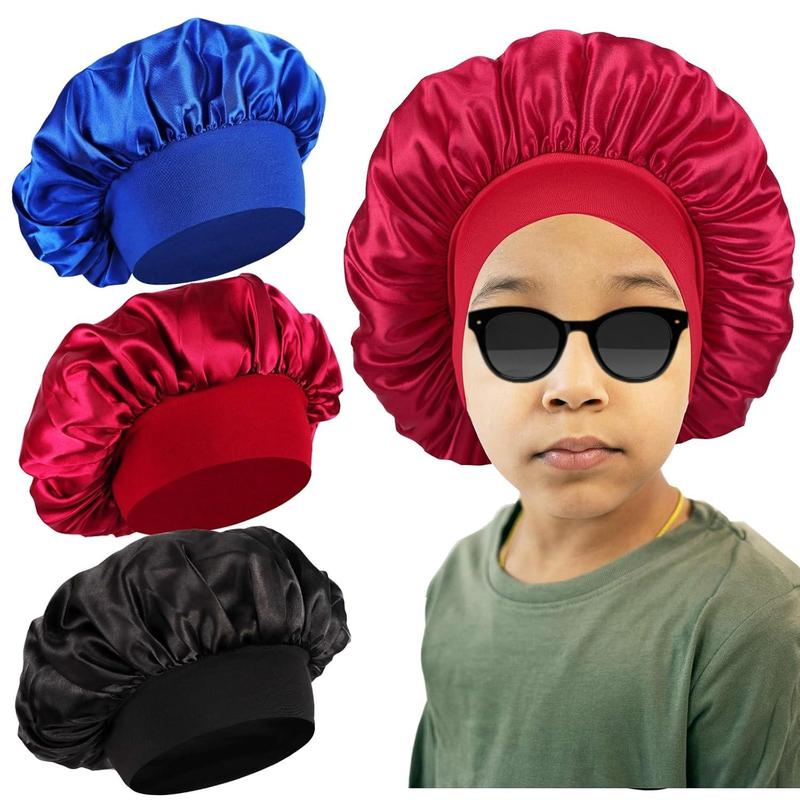 SQ-HDW204 3 PCS Kids Bonnets for Girls,Silk Bonnet for Kid Sleeping,Toddler Bonnet for Boys and Girls Shower Satin