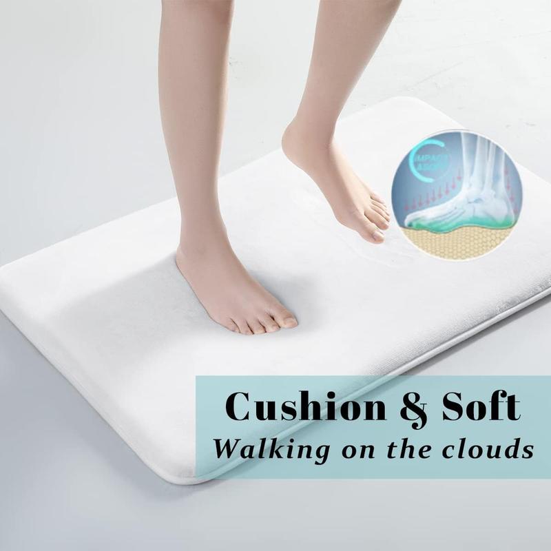 Shilucheng Multi-Size Rectangle Memory Foam Bath Rug - Soft Velvet, Ultra Absorbent, Rubber Anti-Slip Backing, Water-Resistant, Machine Washable for Simple Upkeep, Wrinkle-Resistant, Flat Weave for Bathroom, Kitchen Floors (Bath Rugs Non Slip Washable)