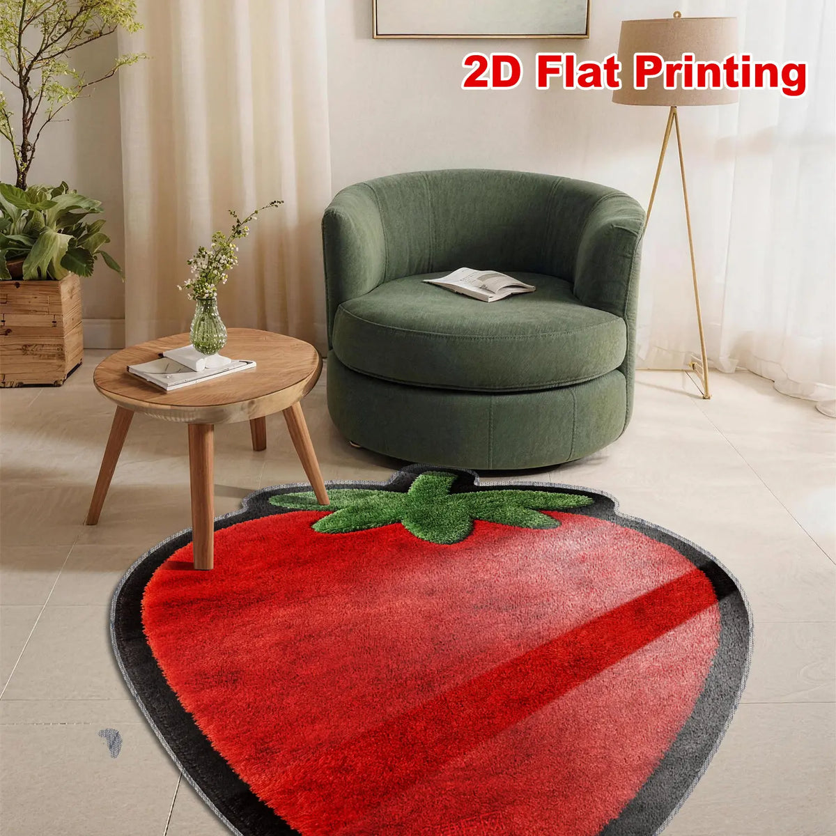 Strawberry Shape Short Pile Mat, Soft Velvet Material, Non-Slip, Spring Use, Bathroom Rug, Entryway Carpet, Home Decor, Bath Mats For Bathroom Non Slip