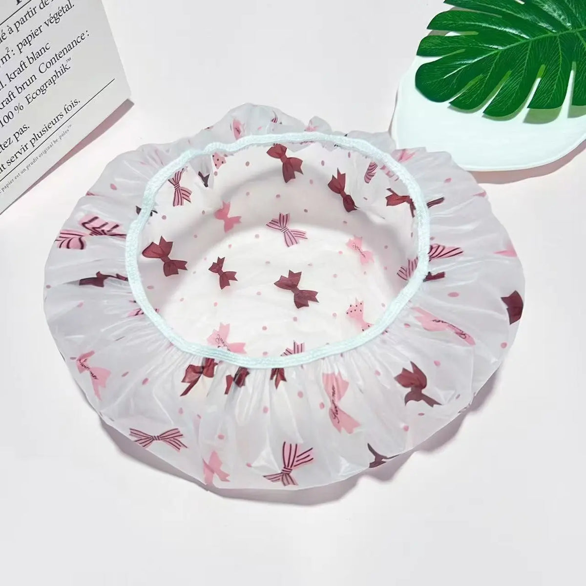 4 Pcs Thickened Reusable Waterproof Shower Cap Set, Elastic Plastic Bath Caps, All Over Print Hair Covers for Spa, Hair Salon, Cooking and Bathroom Use