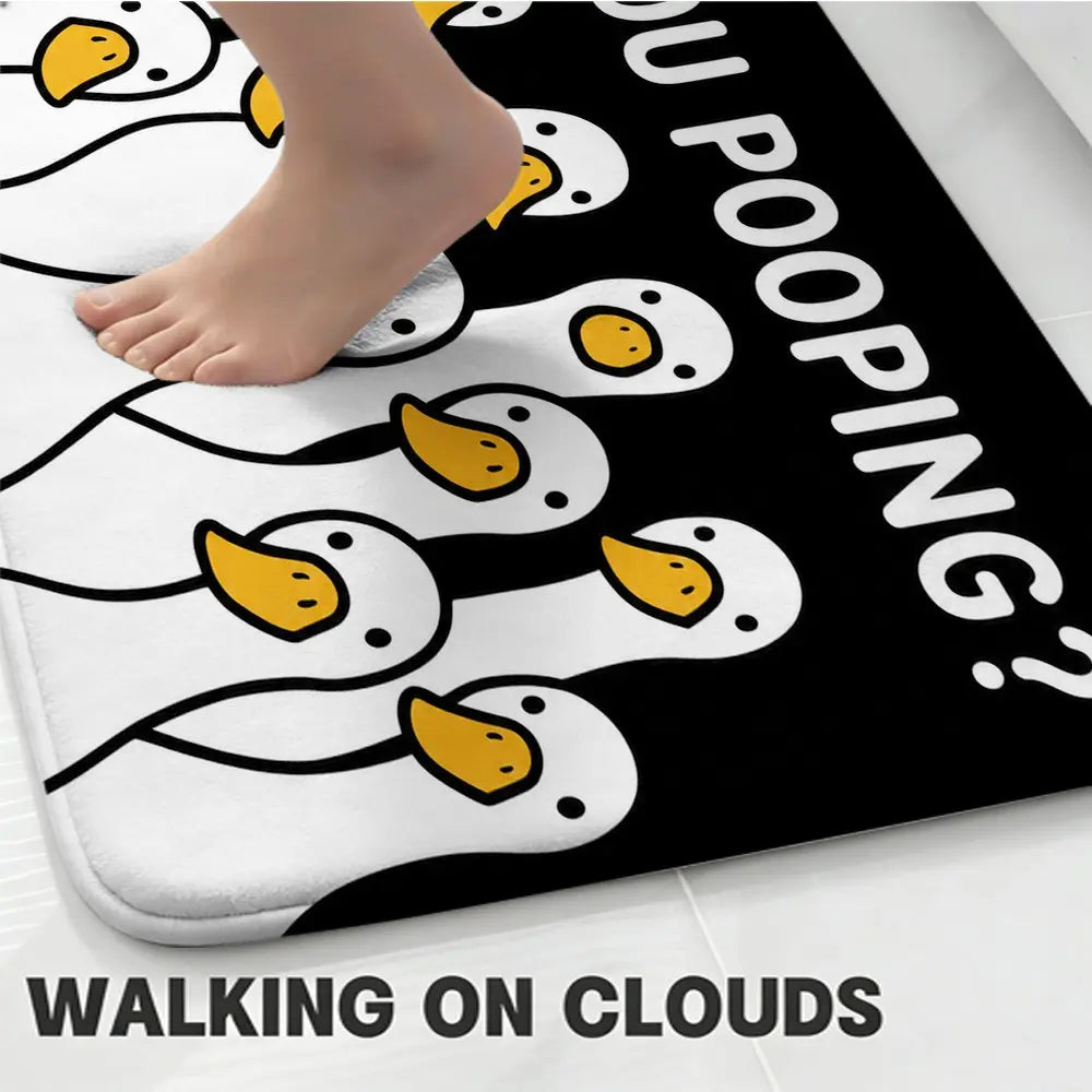 3/5Pcs Goose Bathroom Rugs Set, Nonslip Bathroom Rugs, Absorbent Bathroom Mats, Are You Pooping Quote Print Bath Mat Set, Non Slip Absorbent Washable Floor Runner, U Shaped Toilet Mat & Lid Cover, Bathroom Humor Decor For Home