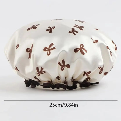 1 Pack Double Layer Waterproof Shower Cap For Women Reusable Hair Care Cap For Bathing Hair Washing Bathroom Accessory Reusable Shower Caps