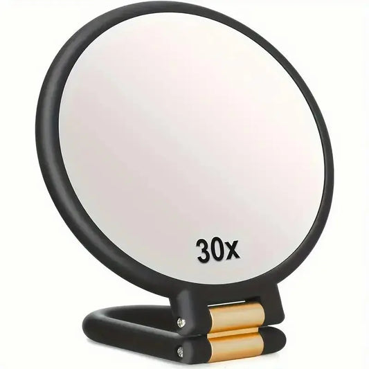 30X Magnification Handheld Makeup Mirror, Cosmetic Mirror, 360° Rotatable Handle Mirror, Portable Folding Mirror for Travel, Adjustable Vanity Mirror, Makeup Tool for Women, Bathroom Accessory, Hand Held Mirrors With Handle