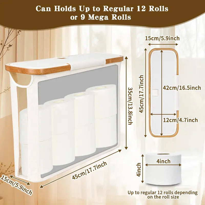 MAYSTAR Toilet Paper Basket, Toilet Paper Storage with Lid, Toilet Paper Organizer for Bathroom, Free Standing Toilet Paper Holder with Storage