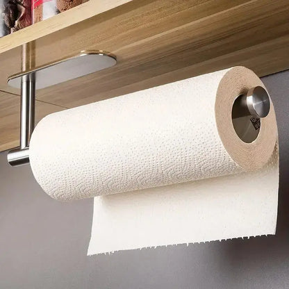Classic Self-Adhesive Stainless Steel Wall-Mounted Roll Paper Dispenser - 1 Count Durable Bathroom Accessory for Kitchen/Bath Paper Storage