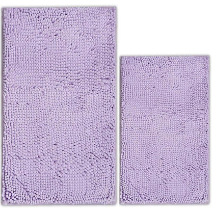 Light Gray Bathroom Mat Set (2-Piece), Synthetic Dense Pile, Super Water Absorbent Quick Dry, Sturdy PVC Base, Non-Slip, Machine Washable, Rectangle for Bathtubs