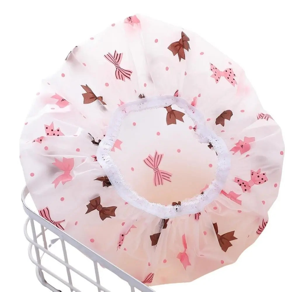 4pcs Shower Cap Waterproof Shower Cap Shower Cap, Reusable Shower Cap, Thickened Waterproof Shower Cap, Shower Cap Supplied By Spa Hair Salon, Kitchen Smoke Proof, Bathroom Accessories, Plastic Shower Caps