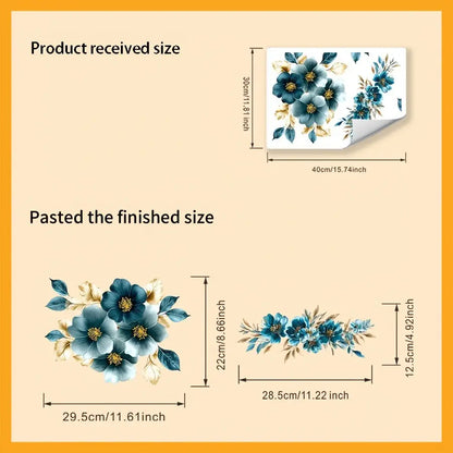 Blue Floral Art Toilet Sticker, Elegant Bathroom Wall Decor, Warm Home Decoration, Single Piece, Stylish and Comfortable Design, Bathroom House Decor