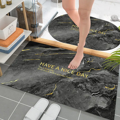 2-Piece Set, 0.1-Inch Thin Model Quick-Drying Bathroom Anti-Slip Mat, Water-Absorbing Mat, Room Decoration, Suitable For Household Bathroom Entrance Washbasin