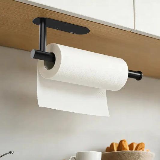 1pc Paper Towel Holder,Self Adhesive or Drilling Paper Towel Holders Under Cabinet,SUS304 Stainless Steel, Space-Saving, Easy Installation for Kitchen, RV & Bathroom-13" Towel Rack for Rolls, Plastic Wrap & More,Dispenser Bin.
