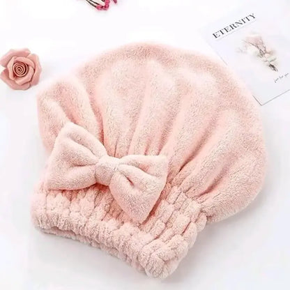 4pcs Shower Cap Set for Women, Soft Ultra-Absorbent Hair Drying Towel Wraps with Bow Decor, Reusable Bathroom Essentials for Adults