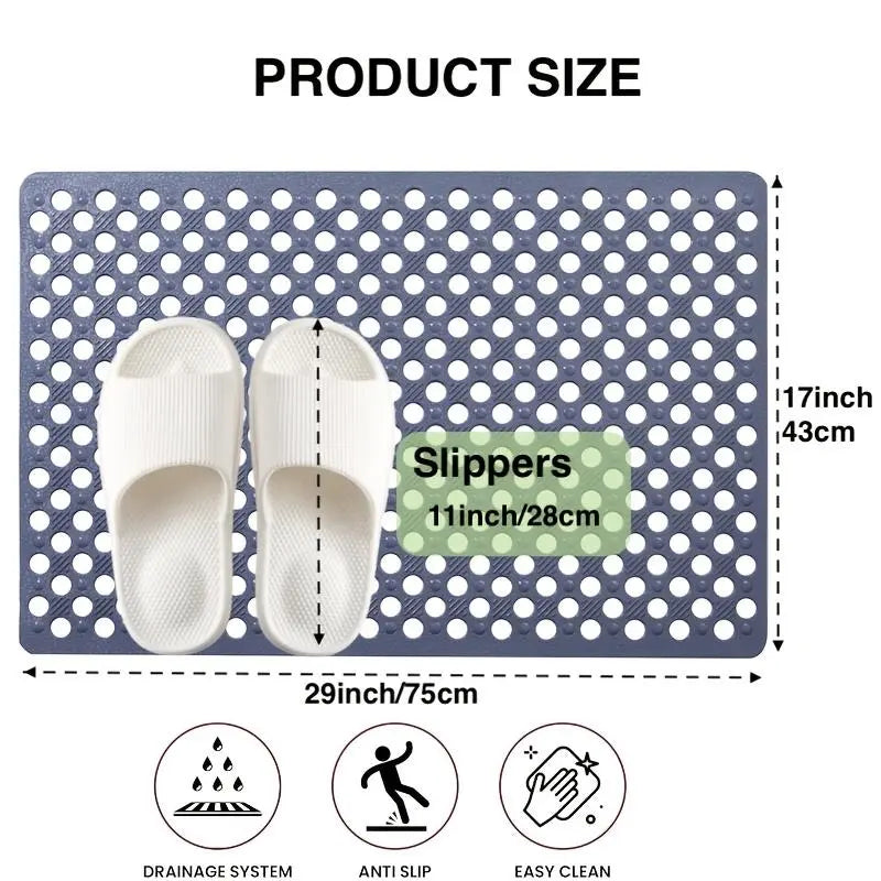 Silicone World Anti-skid Bathroom Mats Shower with Porous Water Leakage Bathtub Mat Suction Cup with Drain Hole Carpet Floor Mat