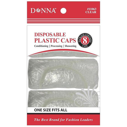 Donna Disposable Plastic Shower Cap 15pcs for Women, Reusable Waterproof Caps for Bathing, Spa and Travel