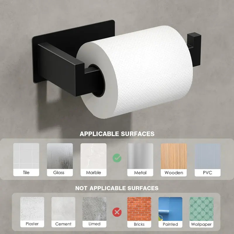 Auxmir Self-Adhesive Toilet Holder - No-Drilling Premium Thick SUS304 Stainless Steel, Rustproof, Durable 11lb Capacity Portable Toilet Paper Holder for Bathroom, RV