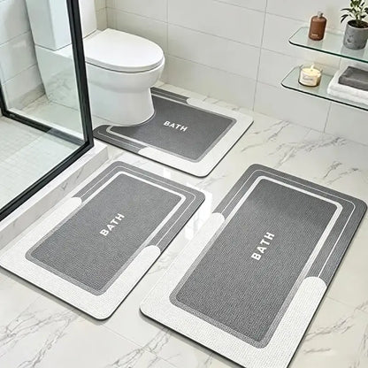 3PCS Multi-Piece Set Bathroom Rug Sets - Nonslip Diatomite-TRP Rectangle Rubber Backing Bath Mats, Durable, Water-Absorbent, Quick-Dry for Indoor Bathroom Home Supplies, Water Absorbent Bathmat