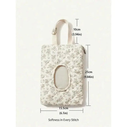 Floral Print Car Interior Suspension Seat Wipe Pouch - Eco-Friendly, Lightweight Portable Dispenser for Tissues, Wet Wipes, Diapers - Gift for Stroller Travel, Airplane Rides, Daily Car Stowing & Tidying