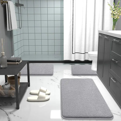 Rectangular Cushioned Thick Contour Hug Foam Bathroom Mat - Plain, Strong, Decorative, Comfortable Water Absorbent Mat, Wicks Moisture Fast, Stays Put PVC Backing, Machine Washable Bathroom Supplies for Tub, Shower (Cold Wash, No Bleach, Easy Clean)