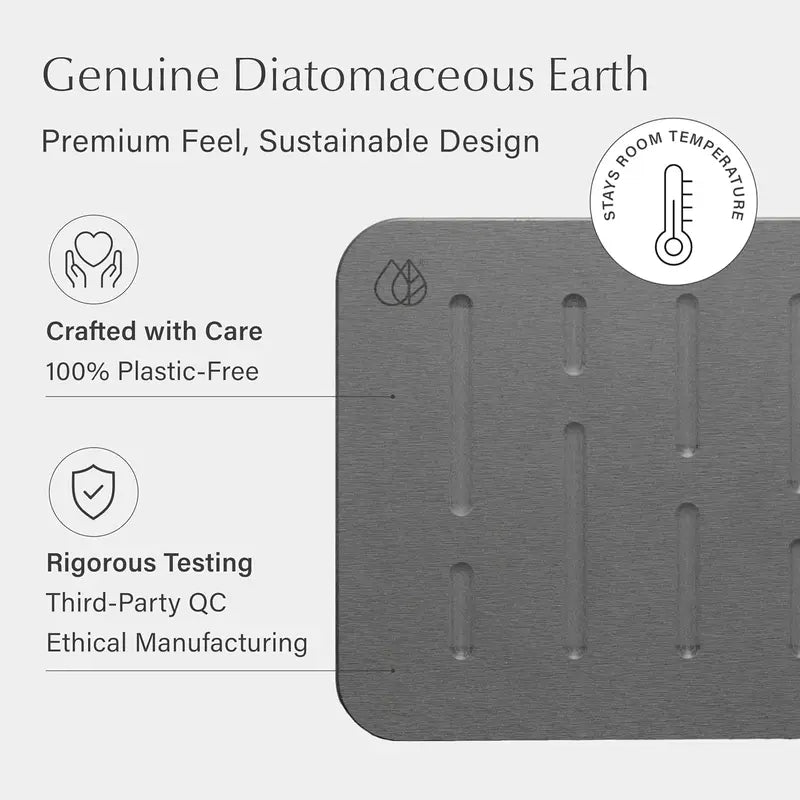 Minimalist Diatomite Stone Bath Mat Set - Rectangle, Lightweight, Absorbent, Fast Drying, Quick-Dry, Nonslip Base Modern Rain Slate Rugs for Bathroom, Elderly Use, Bath Decor, Sink Sides, Bath Rugs For Bathroom