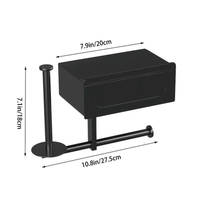 Bathroom Toilet Paper Holder, 1 Count Wall Mounted Punch Free Storage Rack, Waterproof & Rust Proof, Suitable for Bathroom & Toilet, Bathroom Accessories Organizer, Bathroom Gadgets