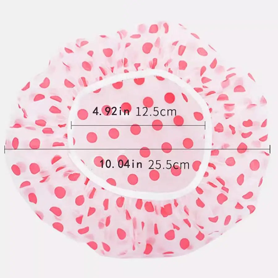 Bathroom Waterproof Plastic Shower Caps, 3pcs Polka Dot Pattern Hair Cover, Portable Bath Hair Cap for Home Dormitory Outdoor Travel, Shower Cap Set, Bathroom Accessory, Shower Essentials