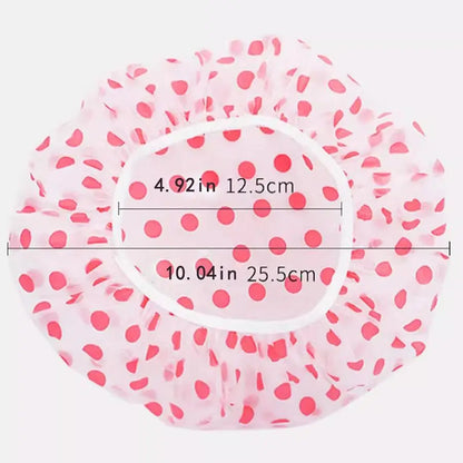 Bathroom Waterproof Plastic Shower Caps, 3pcs Polka Dot Pattern Hair Cover, Portable Bath Hair Cap for Home Dormitory Outdoor Travel, Shower Cap Set, Bathroom Accessory, Shower Essentials