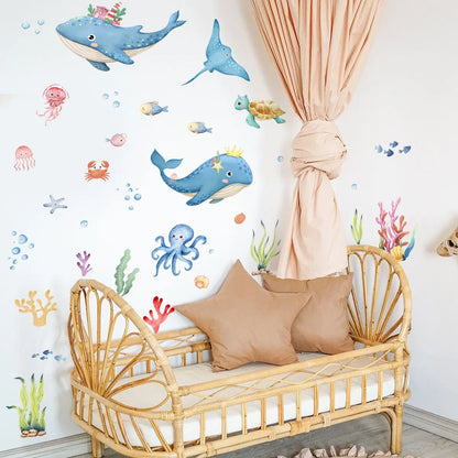 A set of 2 (30*60cm*2pcs) Underwater World Shark, Jellyfish and Turtle Bathroom Toilet Decorative Stickers, Bathroom Bathtub Decals, Bathtub Appliques, Washbasin Home Decor Wall Stickers, Bathroom Decorations, Bathroom Accessories, Bathroom Decor Supplies