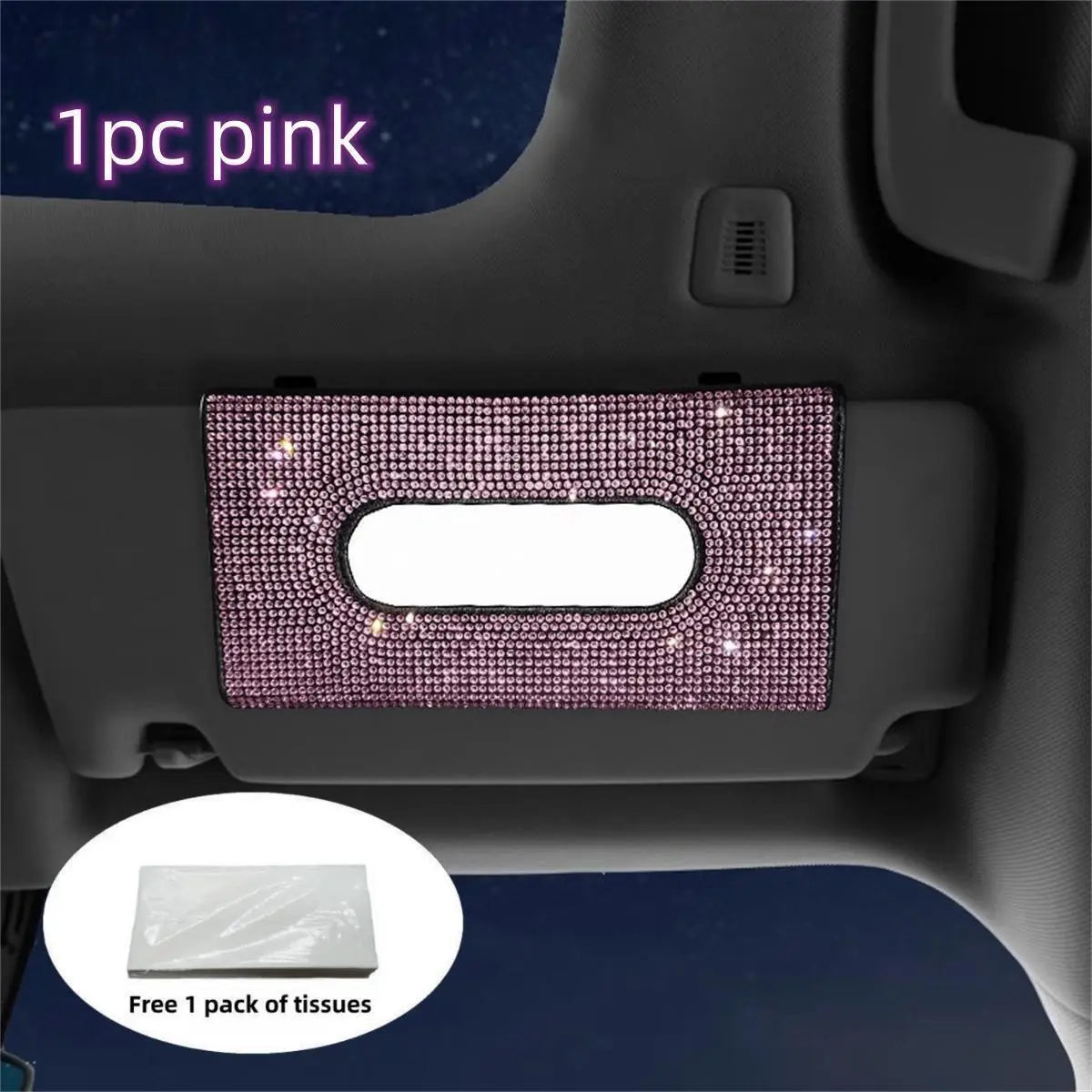 Car Tissue Box, Car Sun Visor Tissue Storage Box, Glitter Artificial Rhinestone Shiny Tissue Bag, Artificial Crystal Car Back Seat Tissue Bag, Tissue Holder for Car, Car Accessories Women, Car Interior Accessories Girls
