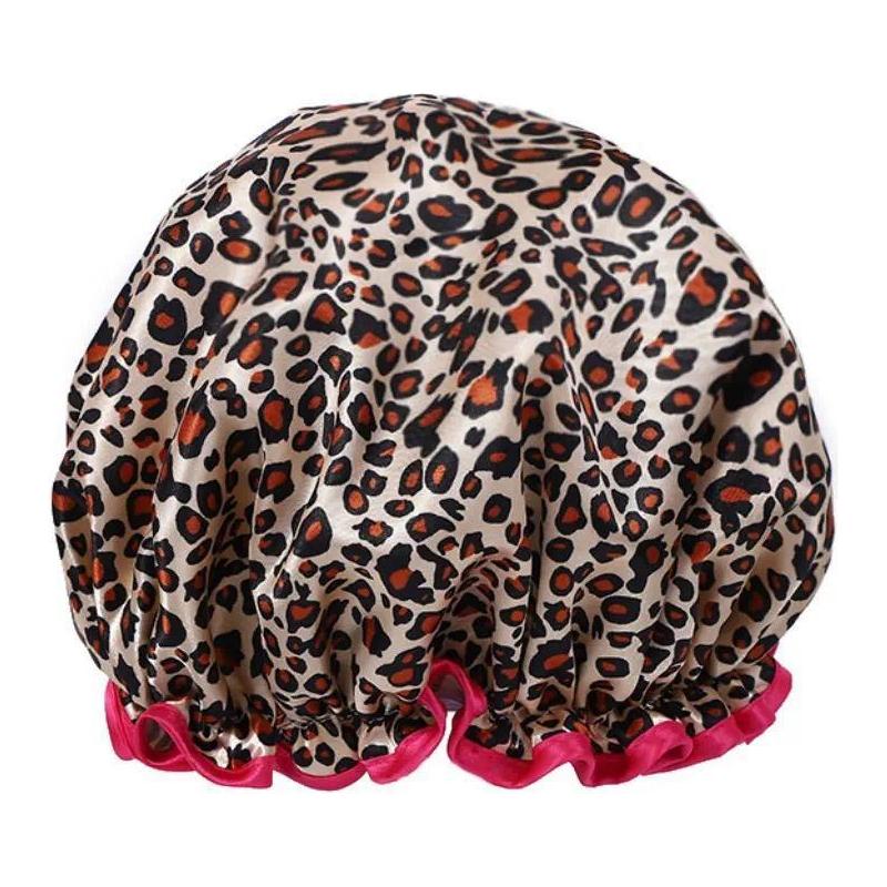 Women’s Double-Layer Waterproof Elastic Shower Cap, Reusable Eco-Friendly Leak-Proof Hair Protection Head Cover, Lightweight Multi-Purpose Accessory for Bathing Skincare Cooking And Daily Hair Care Routines