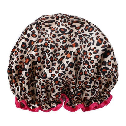 Women’s Double-Layer Waterproof Elastic Shower Cap, Reusable Eco-Friendly Leak-Proof Hair Protection Head Cover, Lightweight Multi-Purpose Accessory for Bathing Skincare Cooking And Daily Hair Care Routines