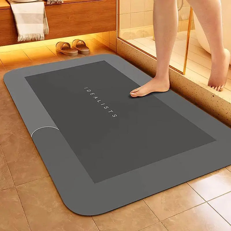 Premium Diatomite Bath Mat – Ultra Fast Dry Non-Slip Super Absorbent Thin Bathroom Rug, Stain Resistant Easy Clean for Shower, Vanity & Kitchen Rubber Laundry