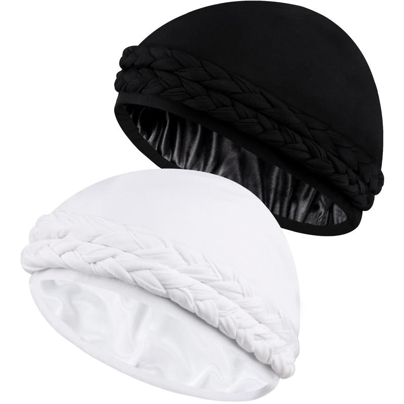 Silk Satin Lined Halo Turban - Vintage Twist Head Wraps for Men & Women, Stylish Durag & Sleeping Bonnets - Pre-Tied Satin Turban & Skull Cap