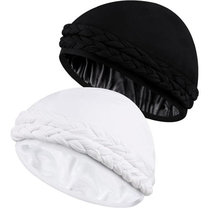 Silk Satin Lined Halo Turban - Vintage Twist Head Wraps for Men & Women, Stylish Durag & Sleeping Bonnets - Pre-Tied Satin Turban & Skull Cap