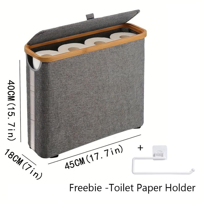 MAYSTAR Toilet Paper Basket, Toilet Paper Storage with Lid, Toilet Paper Organizer for Bathroom, Free Standing Toilet Paper Holder with Storage