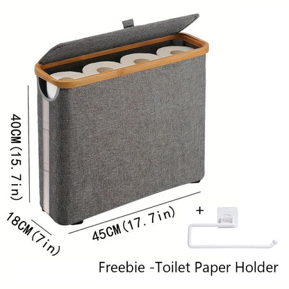 MAYSTAR Toilet Paper Basket, Toilet Paper Storage with Lid, Toilet Paper Organizer for Bathroom, Free Standing Toilet Paper Holder with Storage