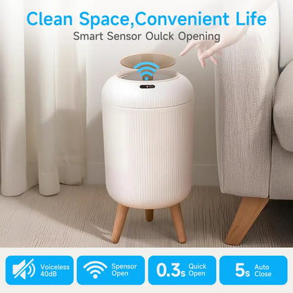 LOVEWE Automatic Bathroom Trash Can - Smart Household Induction Bin, Compact Modern Waterproof, Motion Sensor Nordic Style, Multi-Room Use for Bathroom, Bedroom