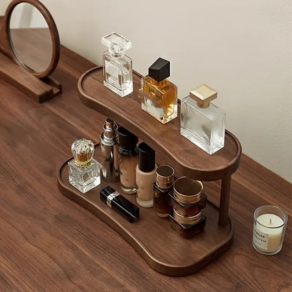 1pc Wooden Cup Holder Organizer - No Assembly Needed, Vanity Shelf for Bathroom, Entryway, Living Room - Space-Saving Countertop Organizer, Bathroom Organization, Bathroom Organizers for Perfumes, Cosmetics, Cups, Accessories