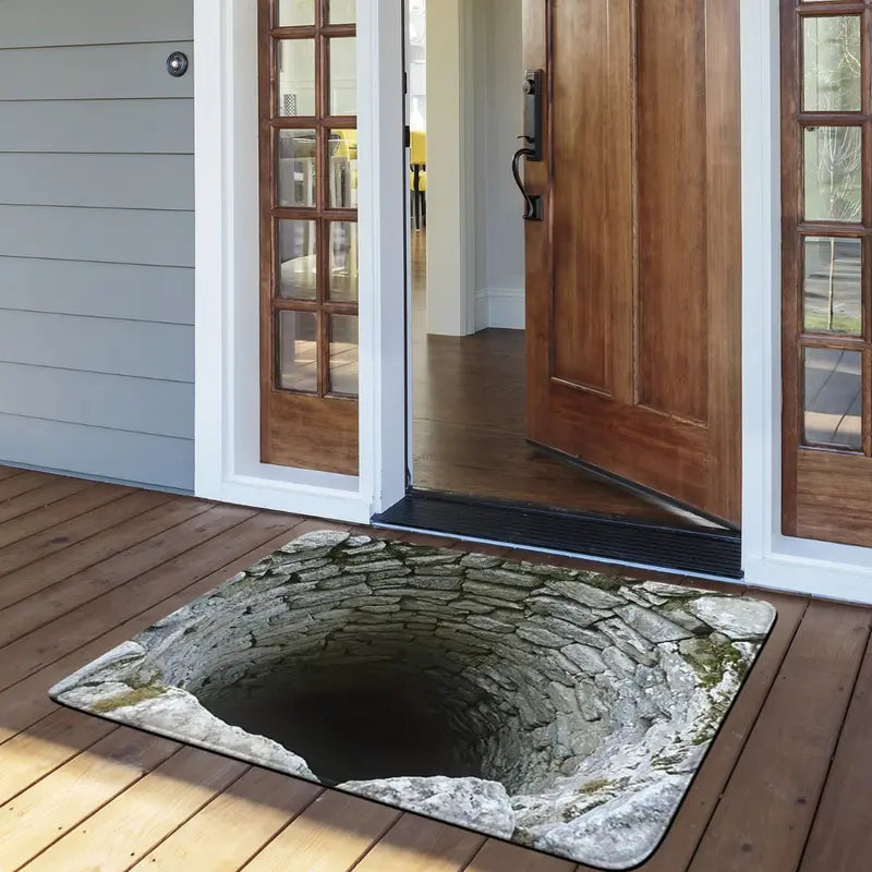 Stone Well 3D Print Doormat Absorbent Non Slip Bathroom Mat for Front Door Entryway Floor Rug Home Decor Carpet