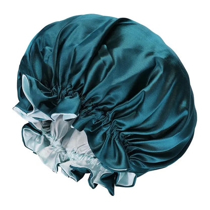 Best-selling large double-layer satin elastic sleep cap, wide-brimmed solid color shower cap, beauty and hairdressing cap