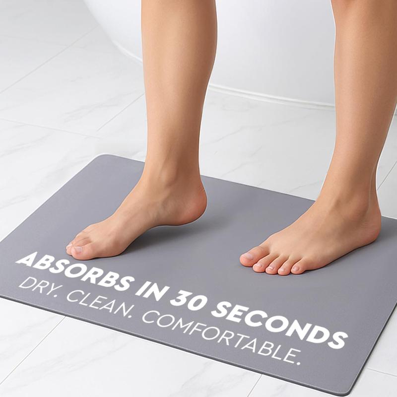 Bath Mat - Super-Absorbent & Quick-Dry Poolside Mat & Outdoor Shower Mat with Non-Slip Rubber Backing, Machine Washable & Odor Resistant - 16x24 in, Black