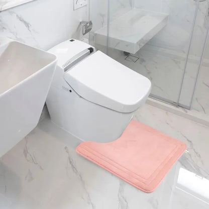 Toilet Rugs U Shaped Washable Non Slip Toilet Floor Mat Memory  Contour Bath Rugs for Bathroom