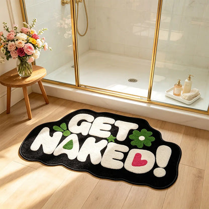 Get Naked Funny Bathroom Rug, Non-Slip Entry Mat, Soft Bath Mats, Nonslip Bathroom Rugs, Washable Bathroom Rugs, Soft Comfortable Washable Carpet, Home Decor for Bedroom Living Room, Gift Idea