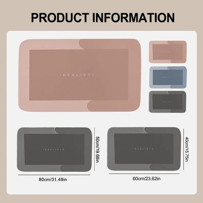 ‌2025 Luxury Memory Foam Bath Mat Super Absorbent Quick Dry Non Slip Rug for Bathroom Shower Kitchen Bedroom Home Decor‌ Black Home Goods Home Supplies