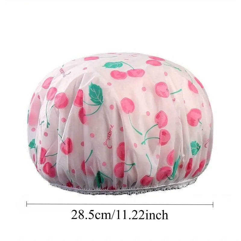 4 Pcs Thickened Reusable Waterproof Shower Cap Set, Elastic Plastic Bath Caps, All Over Print Hair Covers for Spa, Hair Salon, Cooking and Bathroom Use