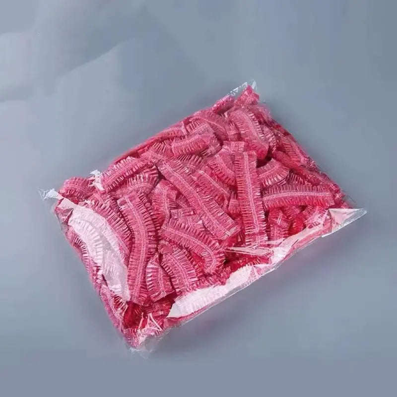 100pcs Disposable Shower Caps, Plastic Elastic Bath Caps, Waterproof Shower Hair Cover, Home Goods, Bathroom, Shower Essentials, Shower Cap Set