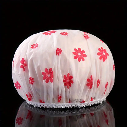 Waterproof Shower Cap Set, Durable & Reusable Plastic Shower Caps for Spa, Hair Salon & Kitchen Use, Essential Bathroom Accessory