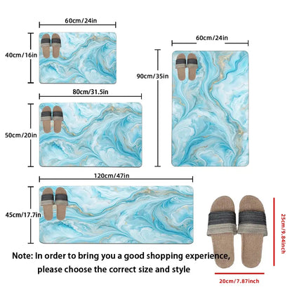1-piece, home decoration, bathroom floor mats, bathroom anti-slip mats, Bathroom decorative mat, kitchen floor mats, door mats, blue marble pattern mats, luxury theme mats, relax the soles of the feet and relieve fatigue
