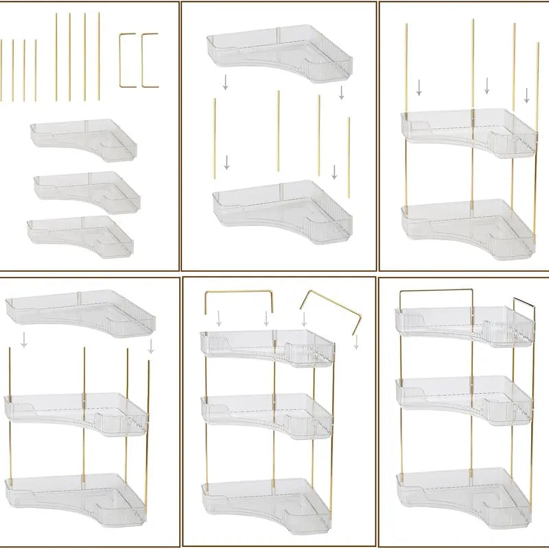 1pc Large-Capacity 2-3 Tier Corner Storage Rack - Lightweight, Durable, Space-Saving Home Organizer for Bathroom, Bedroom, Holds Cosmetics, Beauty Tools, Bathroom Organizer countertop