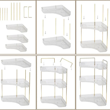 1pc Large-Capacity 2-3 Tier Corner Storage Rack - Lightweight, Durable, Space-Saving Home Organizer for Bathroom, Bedroom, Holds Cosmetics, Beauty Tools, Bathroom Organizer countertop