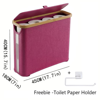 MAYSTAR Toilet Paper Basket, Toilet Paper Storage with Lid, Toilet Paper Organizer for Bathroom, Free Standing Toilet Paper Holder with Storage
