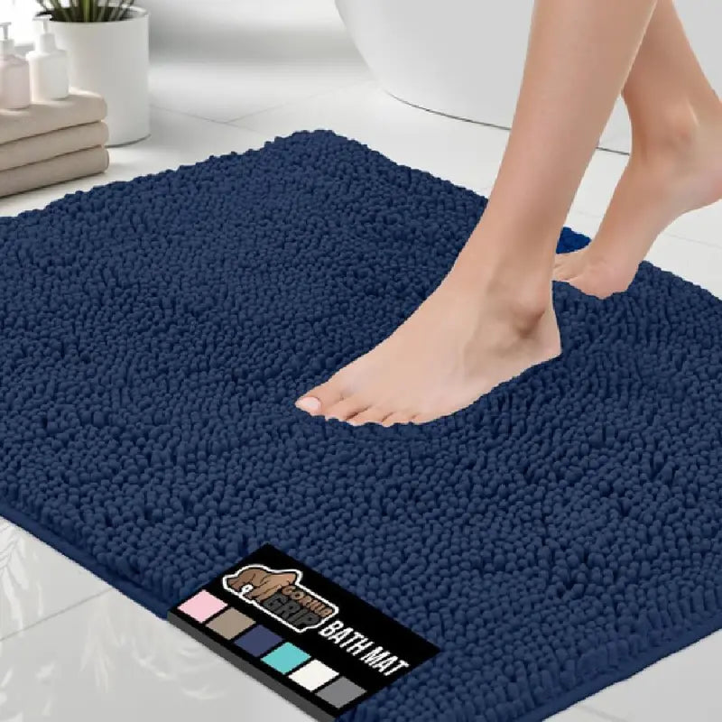 Bath Rug Mat, Thick Soft Absorbent Chenille, Quick Dry Microfiber Mats, Rubber Backing Washable Shower Floor Rugs, US Designed Bathroom Bathmat Home Decor Accessories, 24x17, Grey